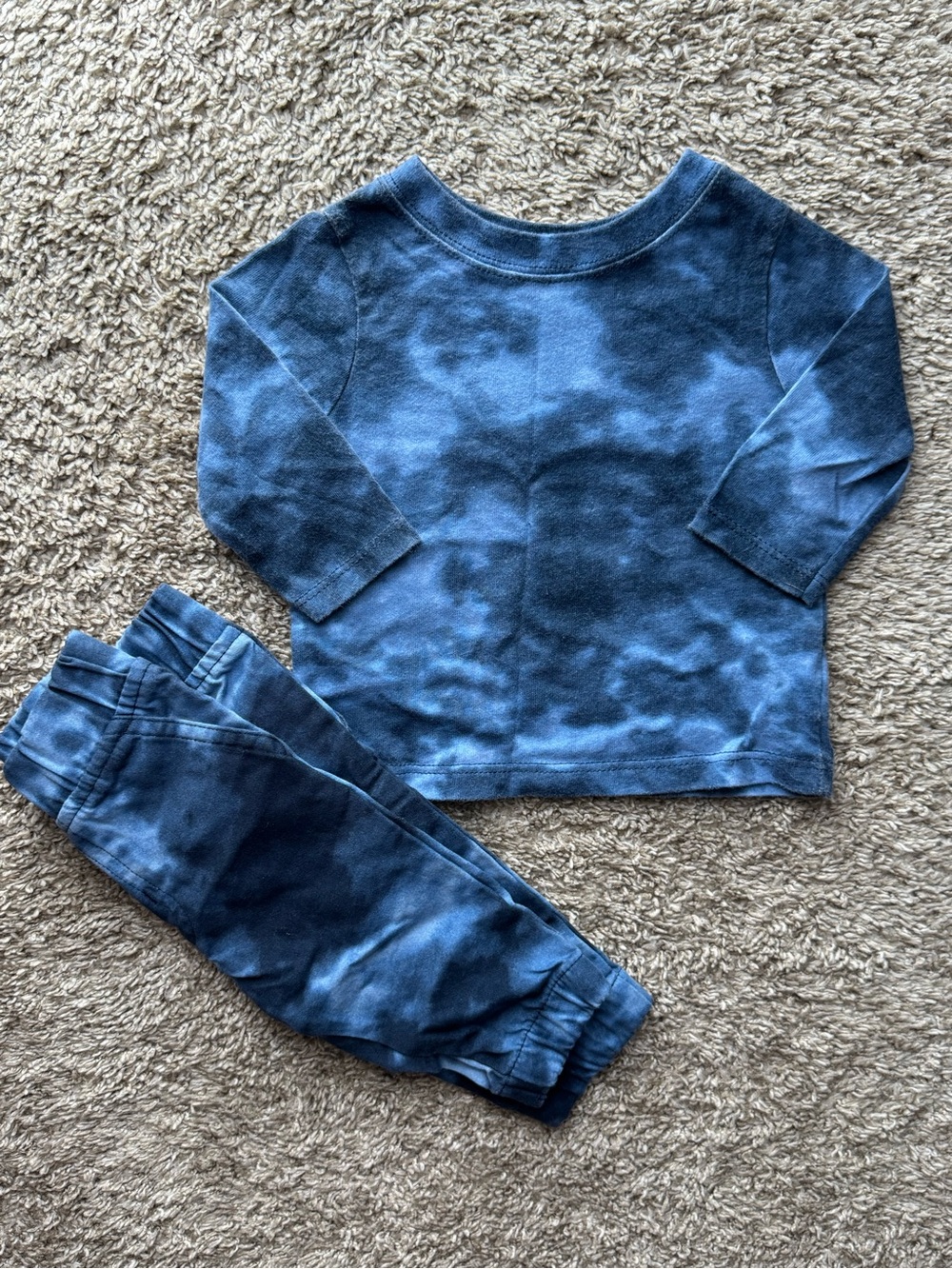 Garanimals Blue Tie Dye 2 Piece Outfit Set Shirt Jogger Pants Pockets Baby 0-3M